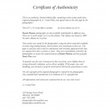 The Certificate of Authenticity, signed by the artist